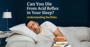 Man sleeping on his back showing risks linked to acid reflux — can you die from acid reflux in your sleep?