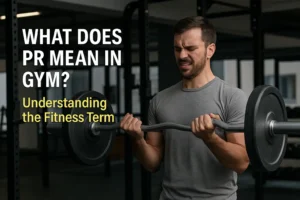 Man lifting barbell intensely — illustrating What Does PR Mean in Gym?