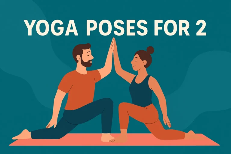 Couple practicing yoga poses for 2 on a mat with synchronized movement and connection