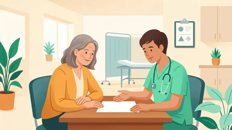 Can vitamin B12 deficiency be a sign of cancer: woman reading blood test results with her doctor
