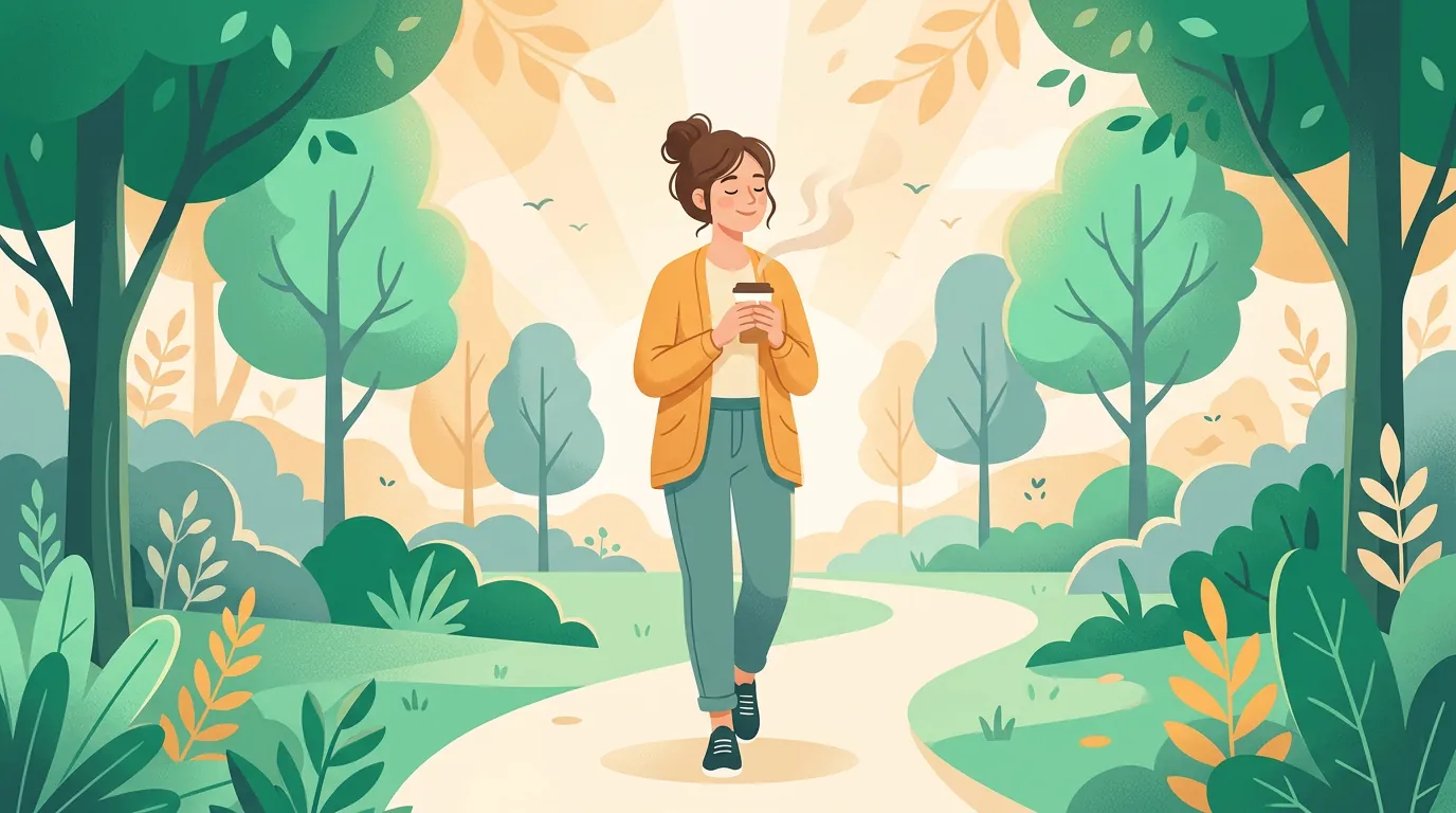 Cough after quitting vaping: woman breathing easily on a morning walk