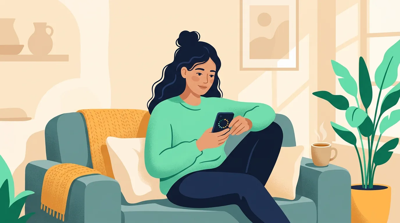 Discharge before period: woman checking her cycle calendar on her phone