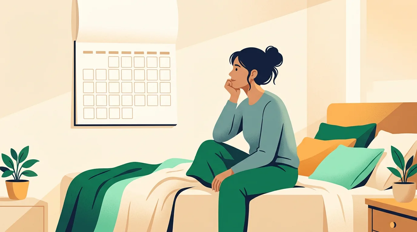Discharge before period vs early pregnancy: woman looking at a calendar