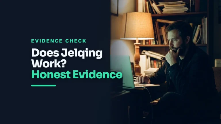 Does jelqing work: man researching the evidence on a laptop at night