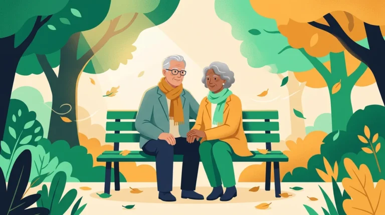 Early signs of ALS: man and his partner sitting together on a park bench