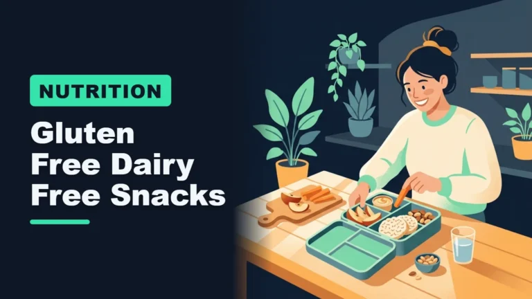 Gluten free dairy free snacks: woman packing a lunch box with fruit, veg and rice cakes