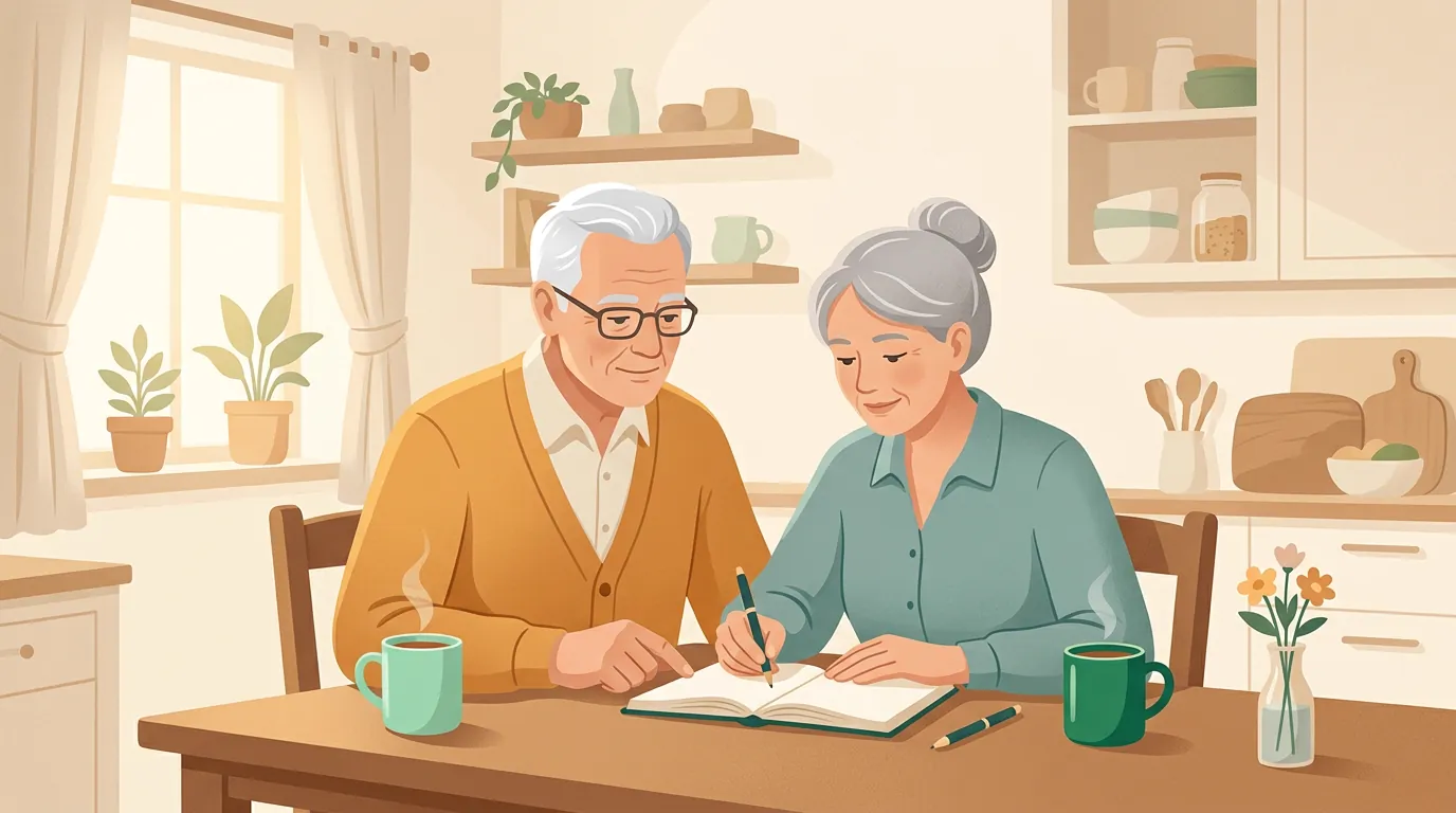 Gleason score: couple writing questions for the doctor at home