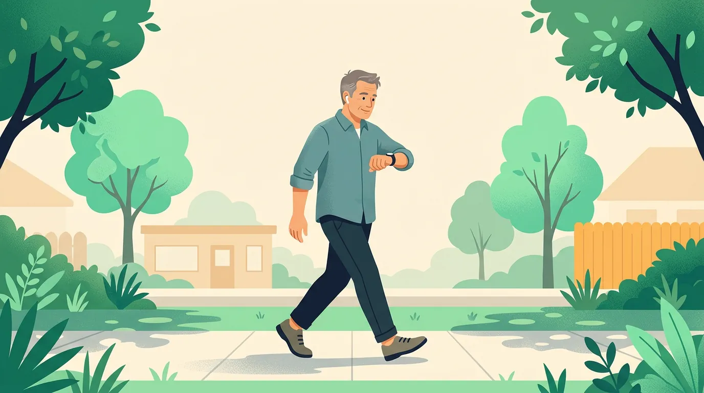 How many steps a day to lose weight: man taking a brisk walk on his lunch break