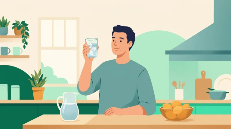 Ice water hack: man holding a glass of ice water
