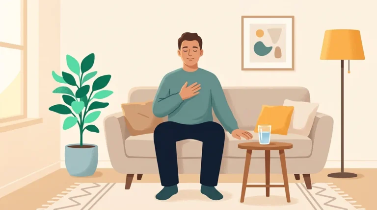 Nicotine cravings: man breathing slowly on a sofa to ride out the urge