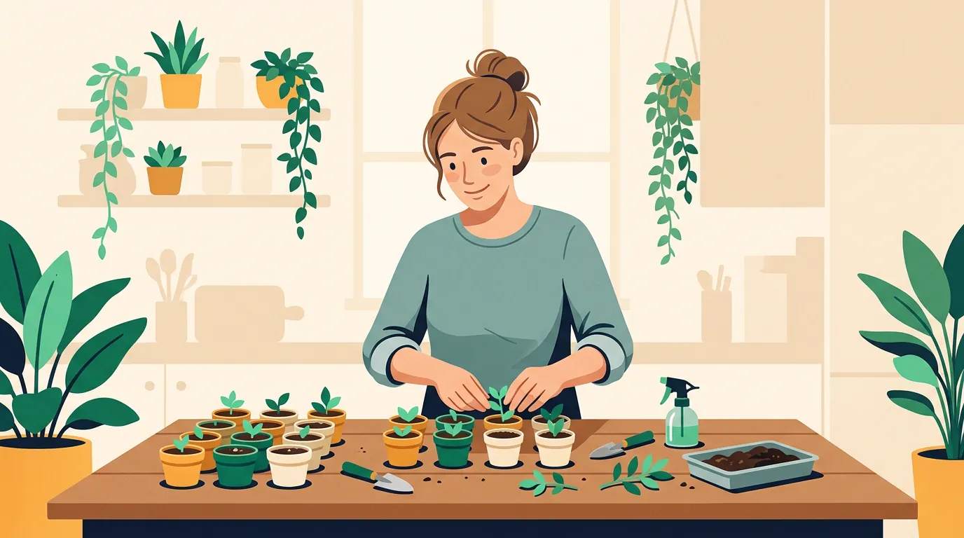 Signs of autism in adults: woman absorbed in a favorite hobby at home